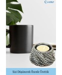 Gümüş Eskitme Mumluk Şamdan 3 Adet Tealight ve İnce Mum Uyumlu Ejderha Yumurtası Model